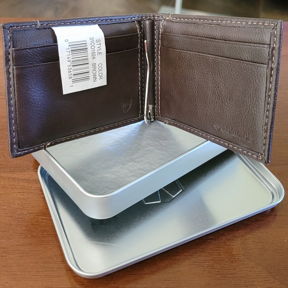 Columbia Brown Leather Mens Wallet - Picture 6 of 12